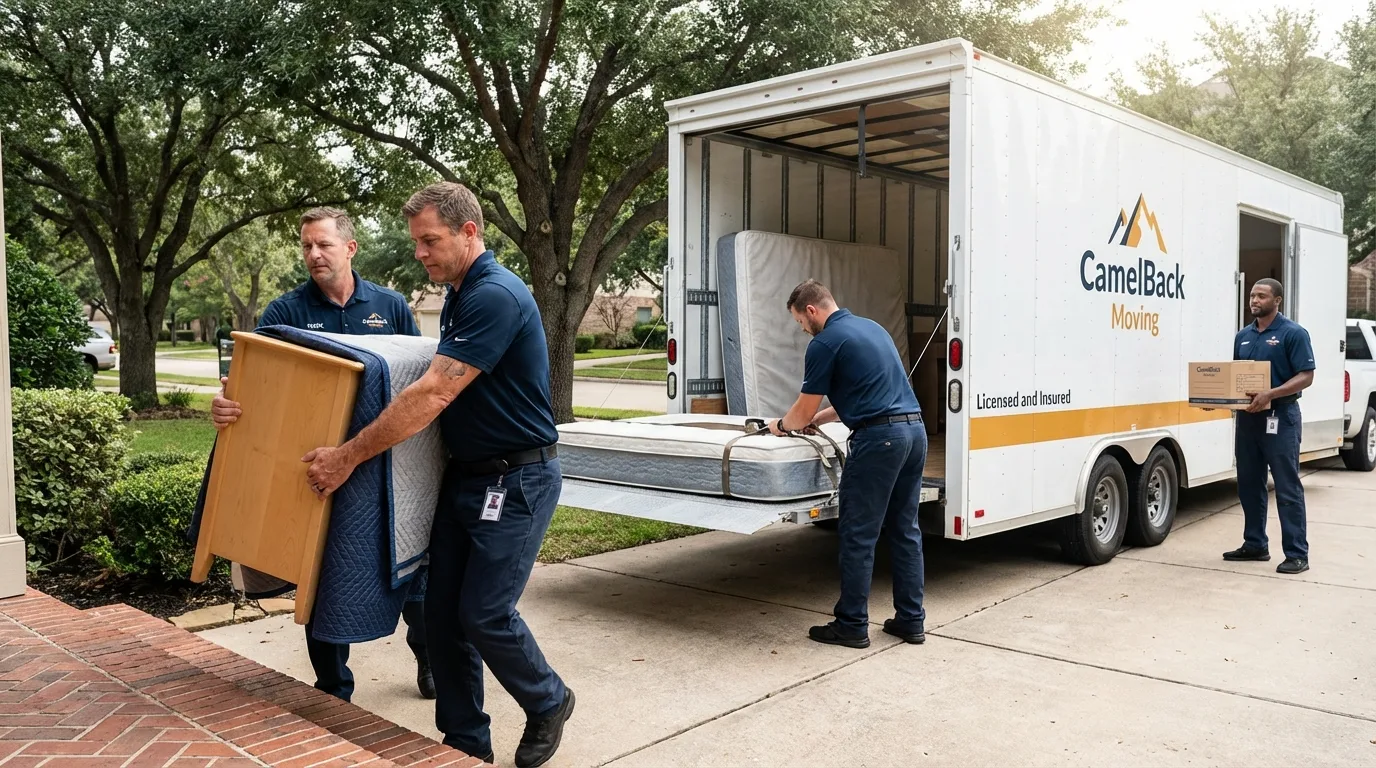 Crew loading residential truck for cross-state move from Glouster, OH